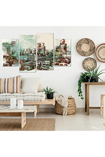 Generic لوحه جداريه - رسمه لعمران المدينه - 21006 - مقسمه أربعة قطع