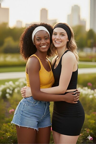 Butikgiz 100% bumbac pieptănat, elastic, moale, bandă pentru păr pentru sport...