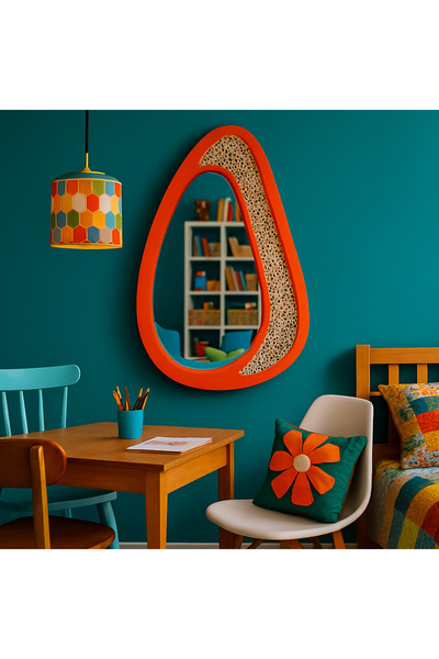 Aypars Atölye 48x80cm RetroWeave – Hasır Detaylı Renkli Organik Form Duvar Ay...