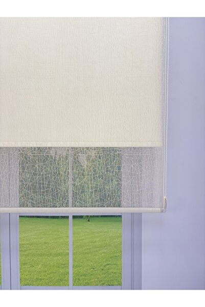 donatti perde OLYMPOS Serisi – Kırçıllı Desenli Çift Mekanizmalı Bej Tül Stor...