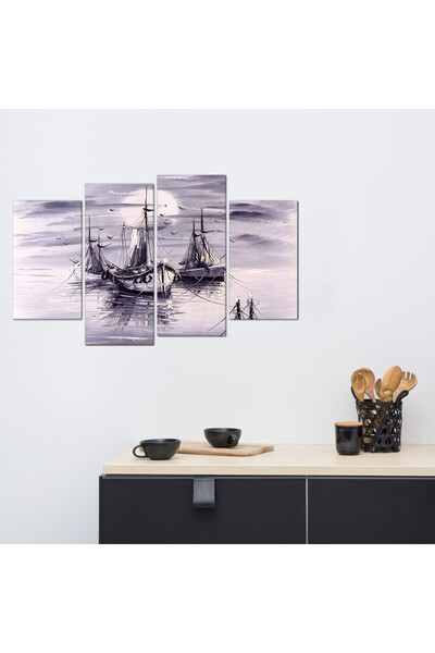 Generic لوحه جداريه - سفينه كلاسيكيه - ٦٨١ - مقسمه أربعة قطع