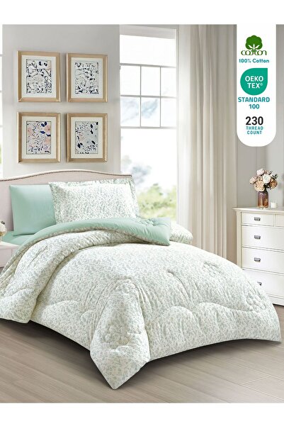 Donetella طقم لحاف قطني مفرد، 4 قطع، 170×230 سم، حشوة 350 جرام لكل متر مربع، طباعة أنيقة