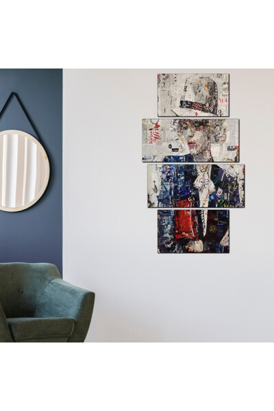 Generic لوحه جداريه - رسمة فنيه إمرأه - ٣٠٠٢٦ - مقسمه أربعة قطع