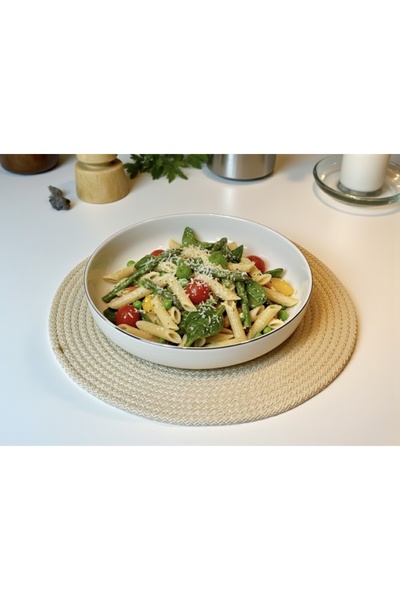 KÜTAHYA HOME 24 Cm Derin Porselen Salata Kasesi | Modern Servis Tabağı | Şık Sofra Sunumu Gümüş