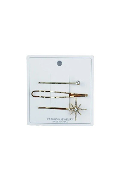 OEM Set agrafe aurii cu pietricele, 3 buc, 7cm