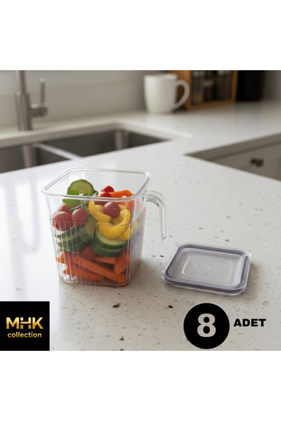 MHK Collection 8 Pieces Crystal Square Food and Food Storage Container 1.6 Lt