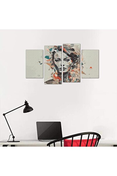 Generic لوحه جداريه مودرن رسمة إمرأه - 24139 - مقسمه أربعة قطع
