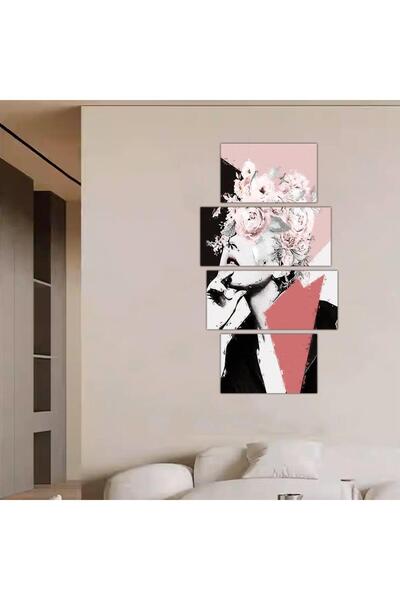 Generic لوحه جداريه مودرن رسمة إمرأه - 24018 - مقسمه أربعة قطع