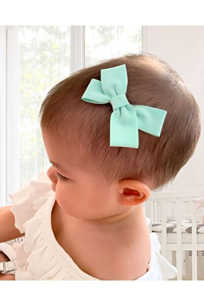Sahici Anne Panglică din bumbac verde pastel, fără păr, agrafă pentru copii, ...