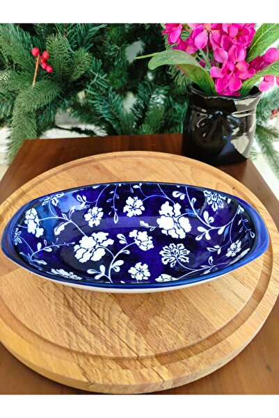 Madame Coco Rêve Bleu Rennes New Bone China Oval Kulplu Tabak 12x21 cm - 1 Adet