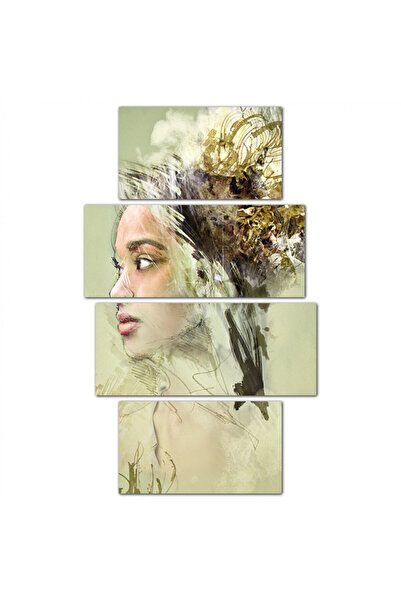 Generic لوحه جداريه - رسمه لإمرأه - م1546 - مقسمه أربعة قطع