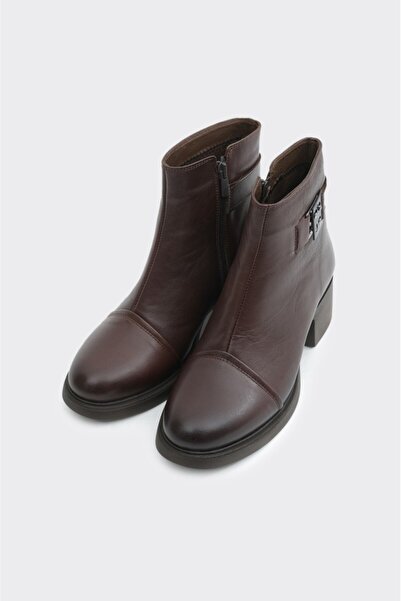 derinet Hakiki Deri Fermuarlı Kadın Bot