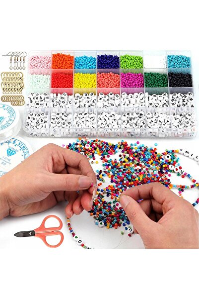 Other Kit DIY pentru confecționarea brățărilor - 6000 de mărgele de sticlă colorate + accesorii pentru toate vârstele