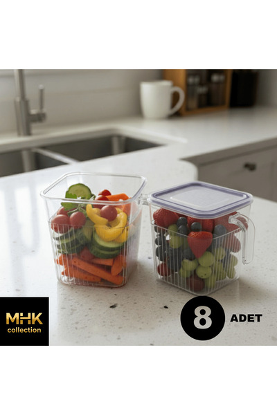 MHK Collection 8 Pieces Crystal Square Food and Food Storage Container 1.6 Lt