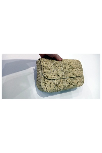 SERYNEST El Yapımı Portföy Çanta – Kağıt Rafya Örgü – Mıknatıs Kapak – Doğal Bej