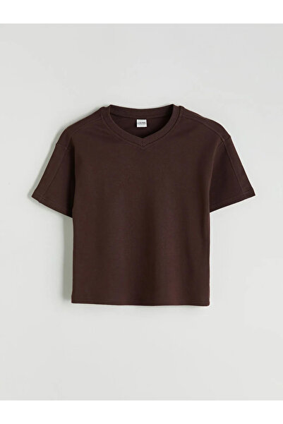 LC Waikiki Tricou și pantaloni de sport LCW pentru copii, maro, cu decolteu în V