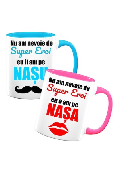 OEM Set 2 personalized mugs for godparents with message: "I don’t need superheroes...", Betaprint, Mod