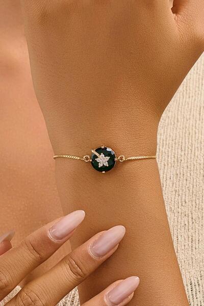 New Obsessions 18 Ayar Gerçek Altın Kaplama Kristal Taşlı Asansör Bileklik