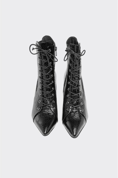 derinet Klasik Bağcıklı Fermuarlı Hakiki Deri Kadın Bot