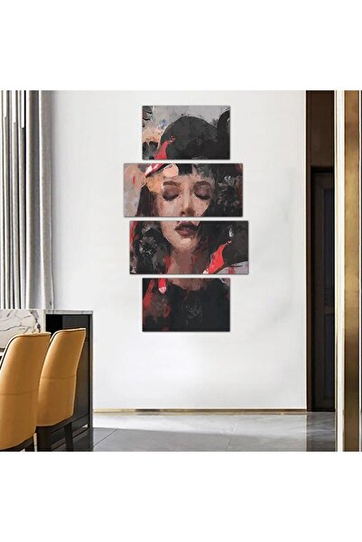 Generic لوحه جداريه مودرن رسمة إمرأه - 24046 - مقسمه أربعة قطع