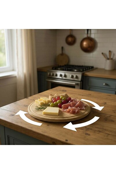 ALLEGRI بامبو راوند 360 °   لوحة عرض البيتزا والجبن الدوارة الفاخرة - مادة سم...