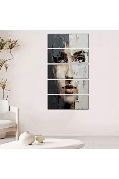 Generic Modern wall panel, drawing of a woman - 24066 - divided into five equal pieces