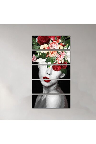 Generic Modern wall panel, drawing of a woman - 24001 - divided into five equal pieces