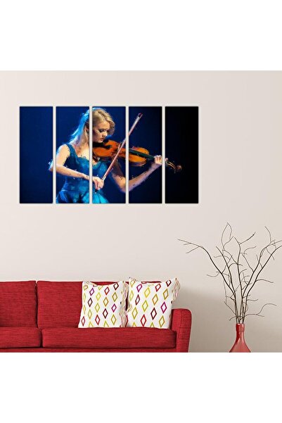 Generic Modern wall painting of a woman playing the violin - 24014 - divided into five equal pieces