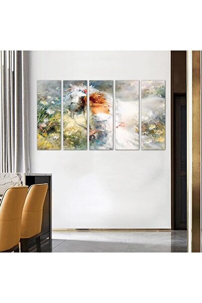 Generic Modern wall panel of a woman with a horse - 24080 - divided into five equal pieces
