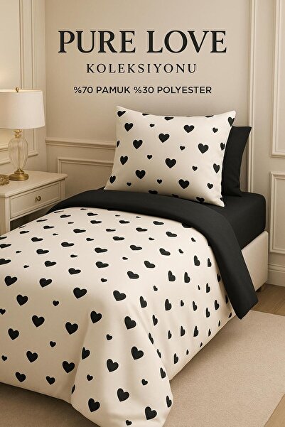 ayçiçek home Μονή παπλωματοθήκη - Μαύρο - Απλό