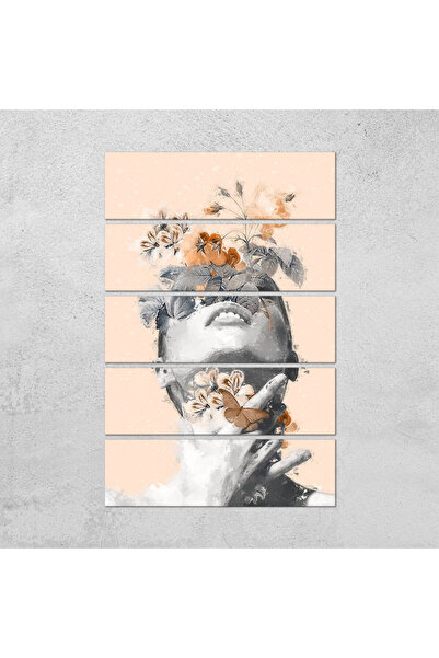 Generic Wall panel - drawing of a woman - 300932 - divided into five equal pieces