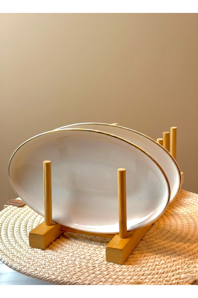 KÜTAHYA HOME 2'Li 20 cm Altın Gümüş Fileli Porselen Kayık Tabak – Şık Sofralar İçin Lüks Sunum Tabağı