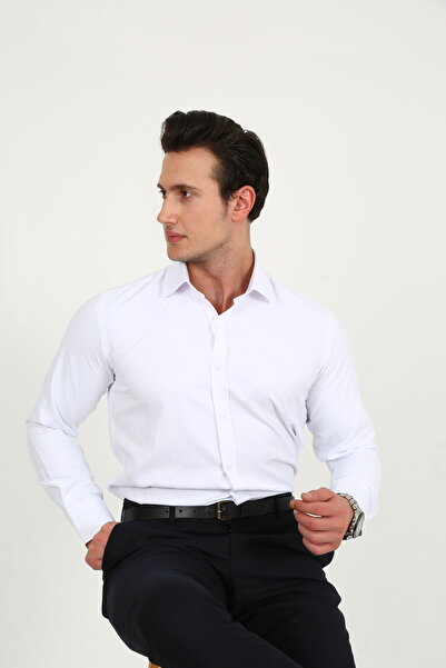 Hazhers Klasszikus férfi karcsúsított, egyszínű, légáteresztő pamut szövetből...