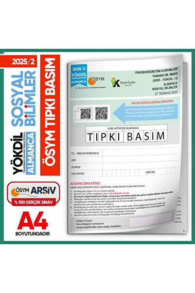 Karakutu Yayınları 2025/2 YÖKDİL Almanca Sosyal Bilimler ÖSYM Çıkmış Soru Tıp...