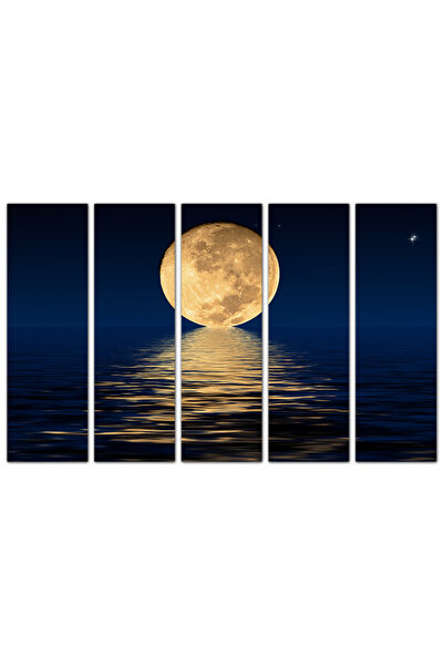 Generic Wall panel - The moon and its reflection on the sea - 728 - divided into five equal pieces