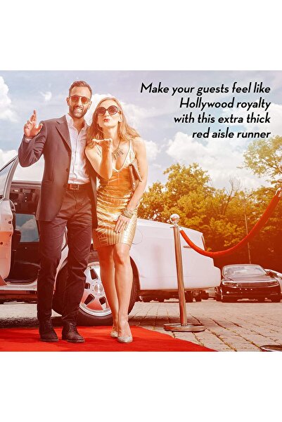 Al Raied Sidneez Red Carpet Runner for Party - Triple Thickness, Non-Slip Grip Dots - Felt Rug Party Decorati