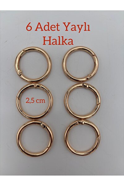 kumasfabrik حلقة حقيبة زنبركية 2.5 سم 6 قطع (3 أزواج) ذهبية