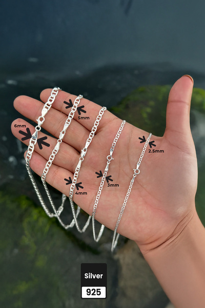 Marakas Italy 2.5mm Barlı Zincir 925 Ayar Gümüş Kolye