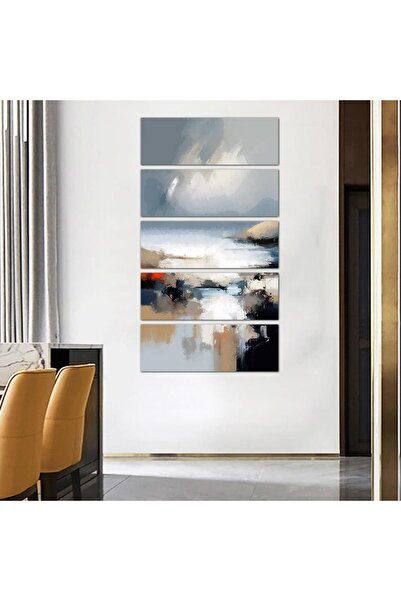 Generic Modern wall panel, artistic drawing of the sea - 24051 - divided into five equal pieces