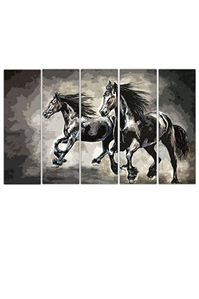 Generic Wall panel - Horses - 702 - Divided into five equal pieces