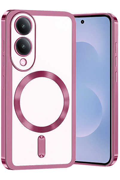 Hatreds Samsung Galaxy S25 Edge Magsafe Uyumlu Lüks Altın Çerçeveli Şeffaf Kı...