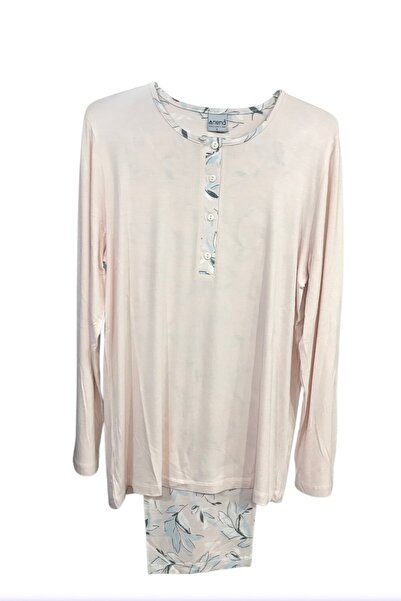 Nena Long Sleeve Round Neck Placket 100% Cotton Viscose Pajama Set-14946