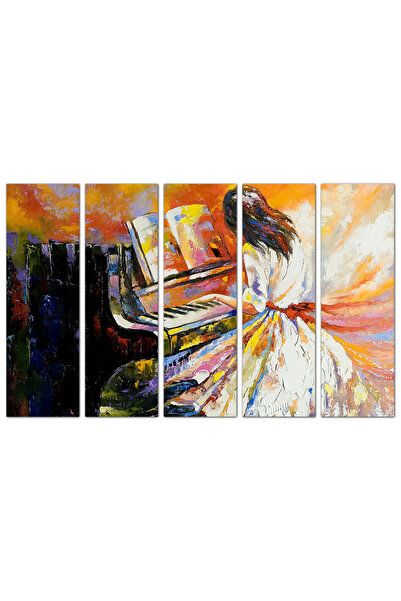 Generic Wall panel - Woman playing the piano - 910 - divided into five equal pieces
