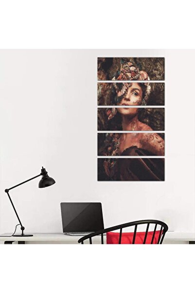Generic Modern wall panel, drawing of a woman - 24140 - divided into five equal pieces
