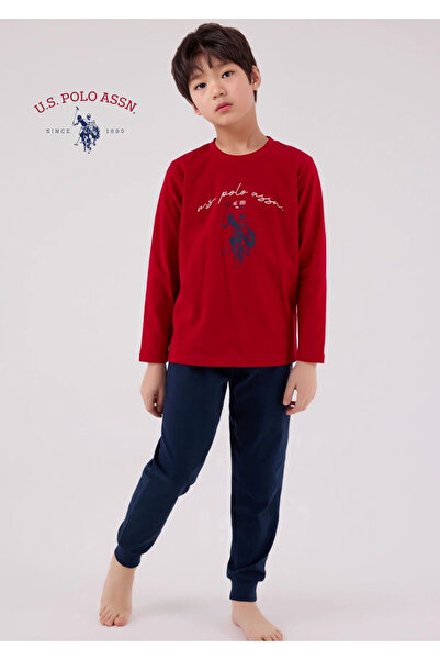 U.S. Polo Assn. Erkek Çocuk Baskılı %100 Pamuk Pijama Takımı L1.USP.223.3.001