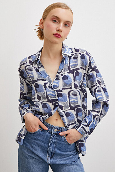 TRENDQUEL Cămașă cu model Van Gogh albastră