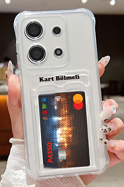 Nezih Case Xiaomi Redmi 15C Uyumlu Kılıf Airbag Tasarımlı Şeffaf Kartlıklı G-Kart Kapak