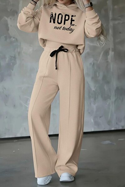 Mossta Nope Printed Ribbed Double Suit - Beige