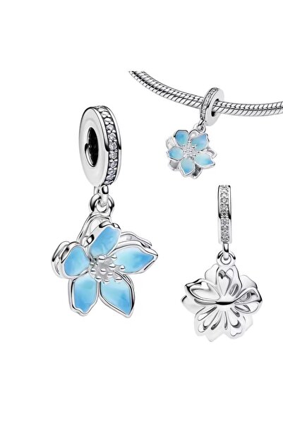 Hector&Co. Jewellery Mavi Çiçek Sallantılı Charm