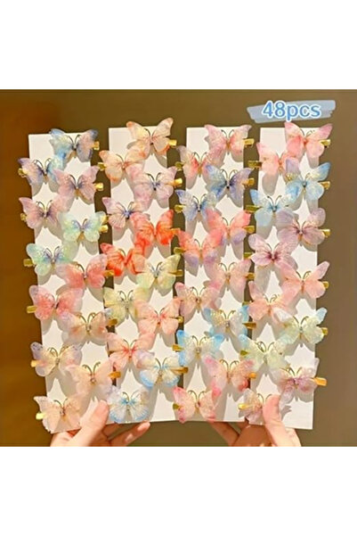 Generic Colorful Butterfly Hair Clips Set for Girls & Teens 48pcs Cute Hair Accessories for All Occasions